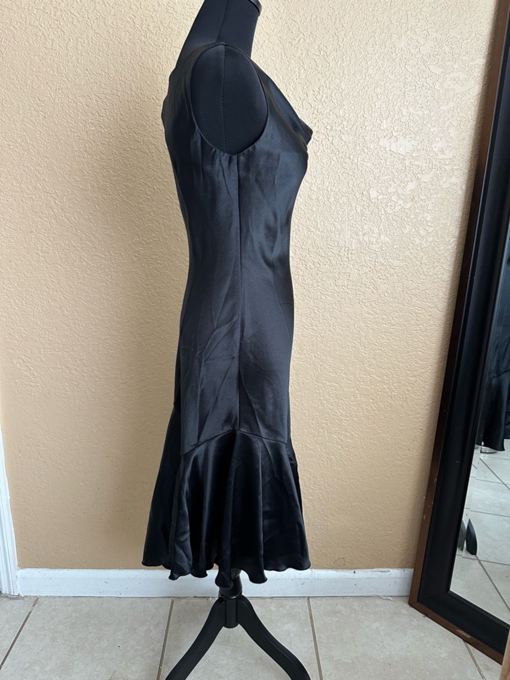 Black Satin Cocktail Dress Size 2 S.L. Fashions Cowl Neck Elegant Evening🖤 - Picture 4 of 11